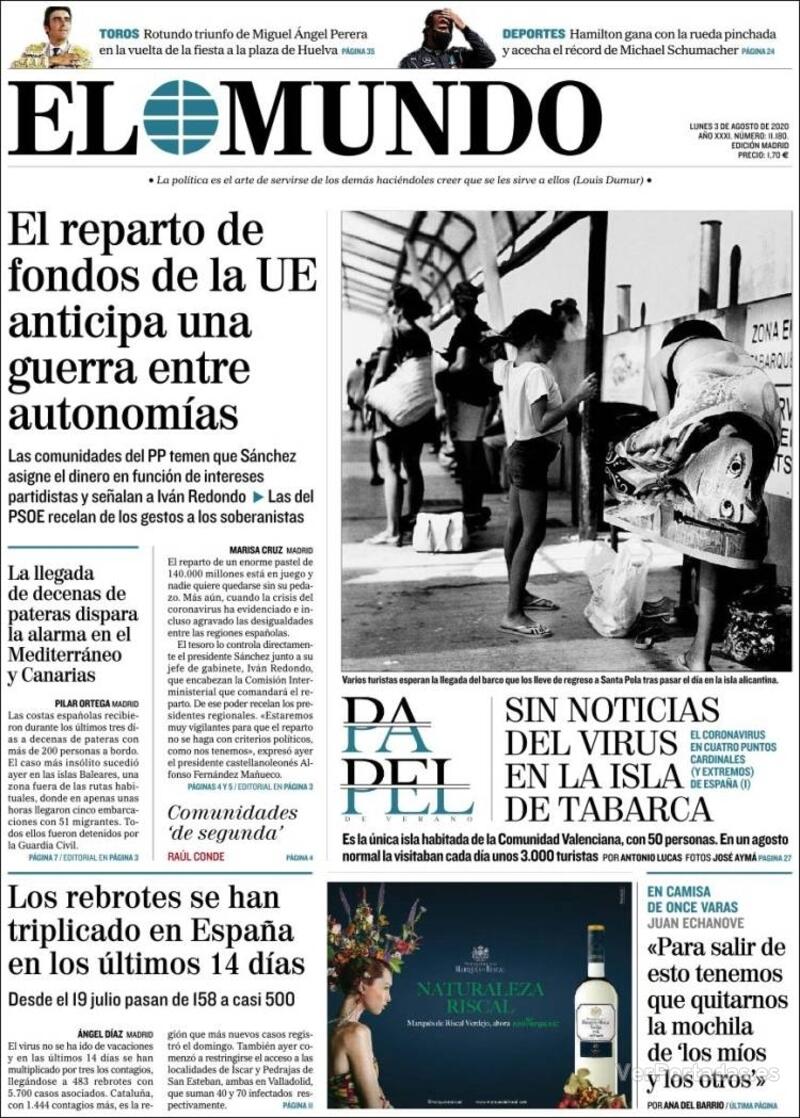 Portada El Mundo 2020-08-04