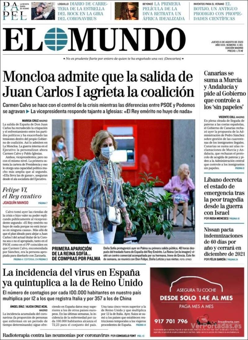 Portada El Mundo 2020-08-07