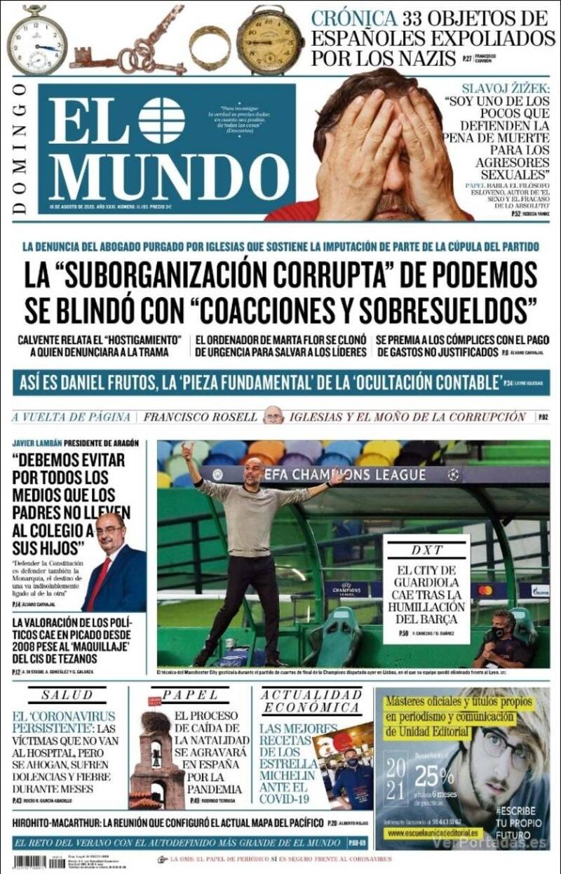 Portada El Mundo 2020-08-17