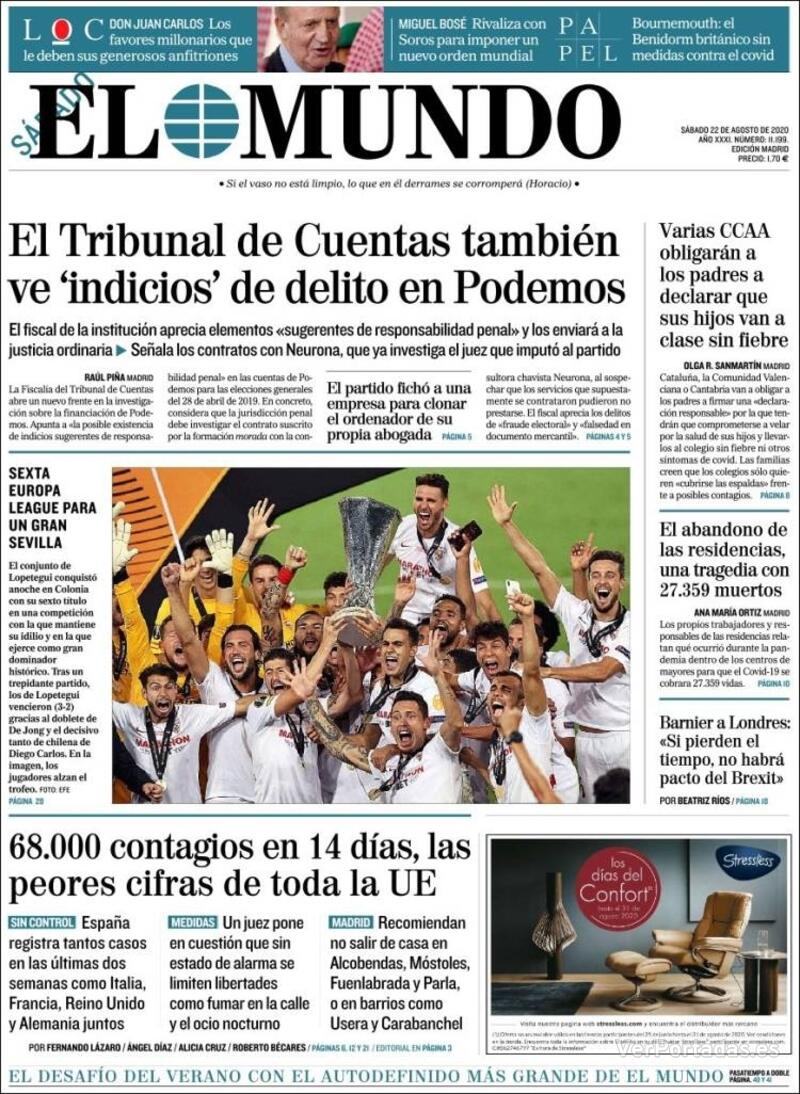 Portada El Mundo 2020-08-23