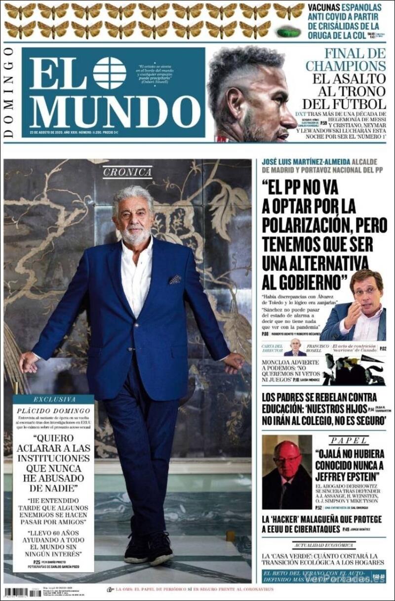 Portada El Mundo 2020-08-24