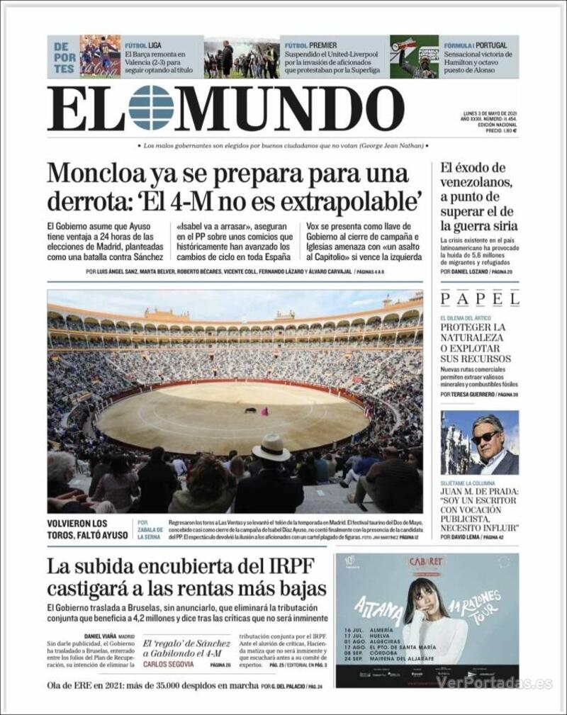 Portada El Mundo 2021-05-04