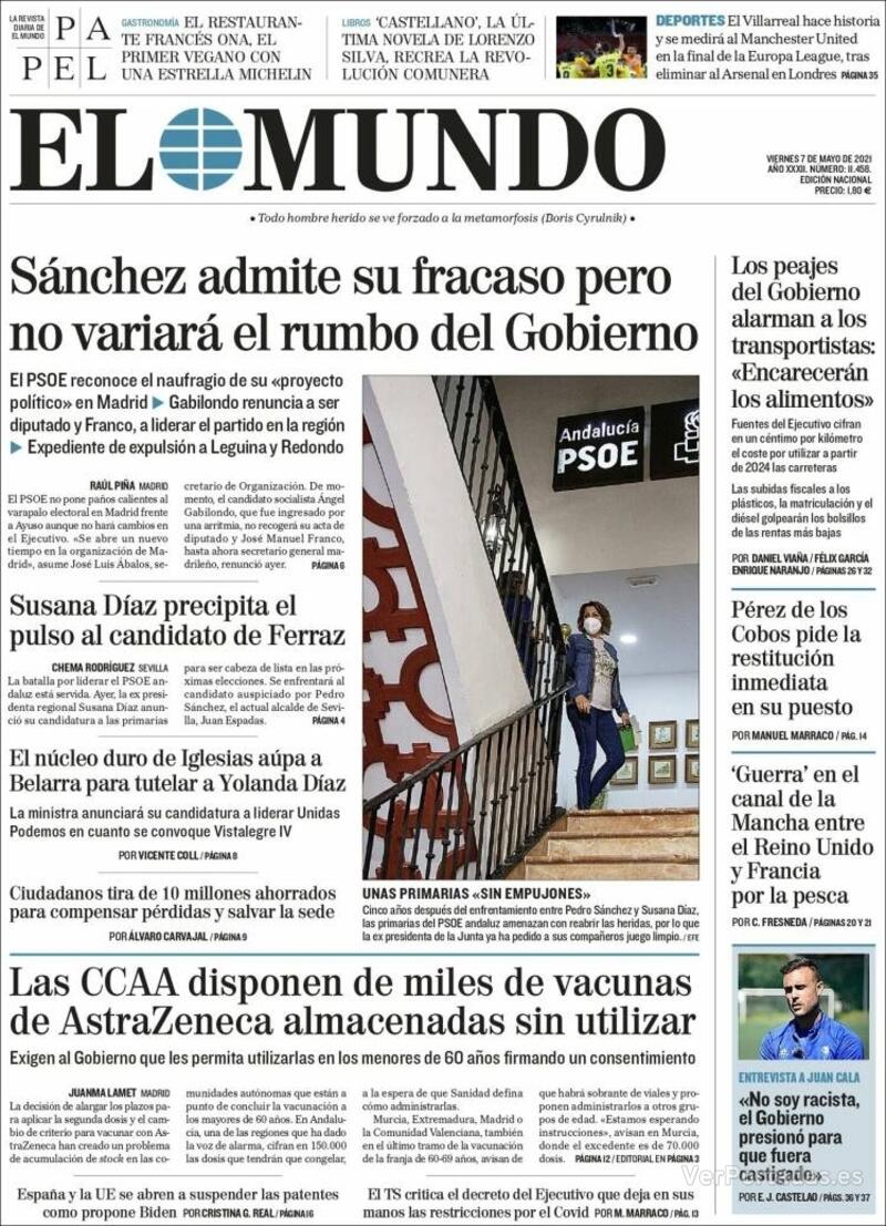 Portada El Mundo 2021-05-08