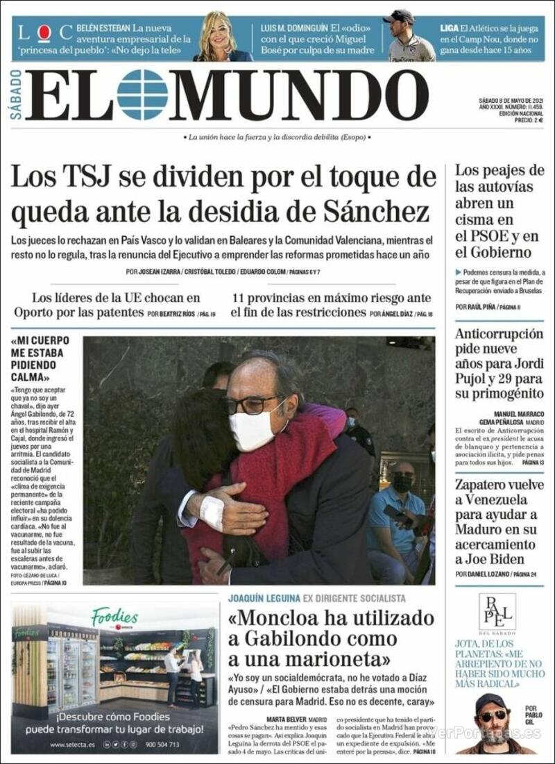 Portada El Mundo 2021-05-09