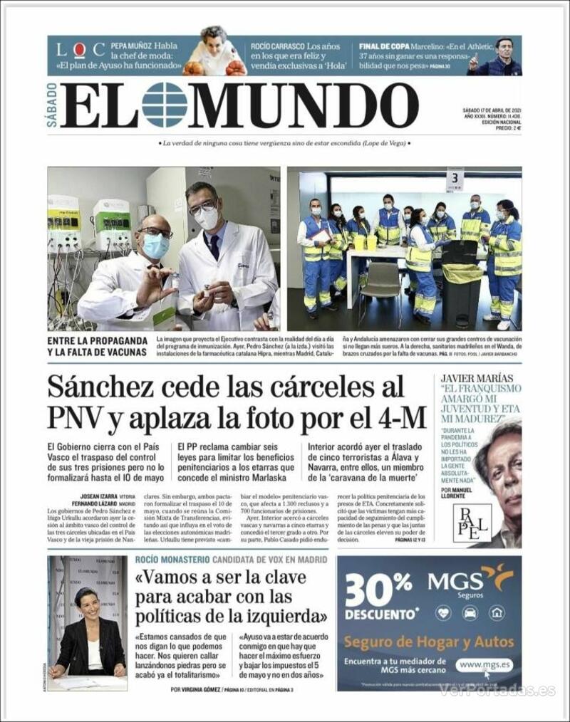 Portada El Mundo 2021-04-18