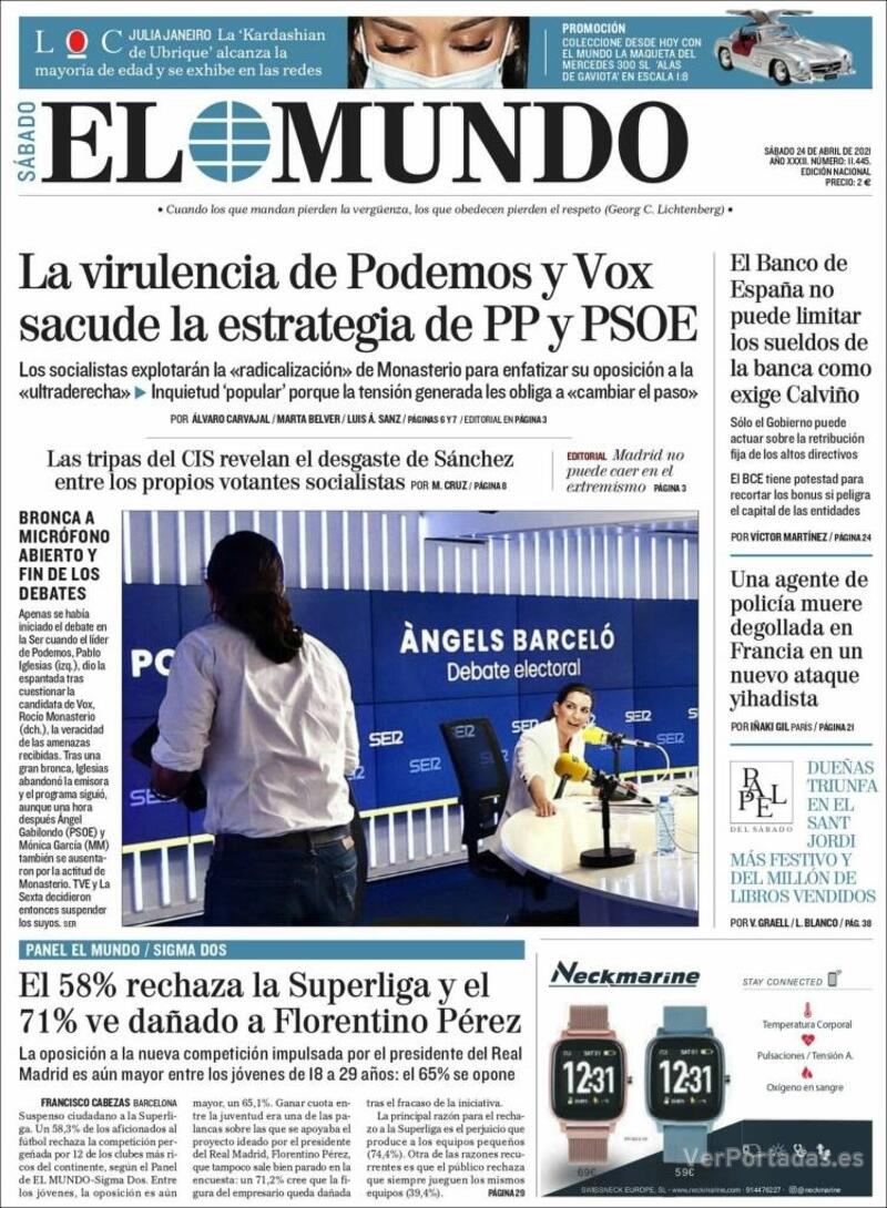 Portada El Mundo 2021-04-25