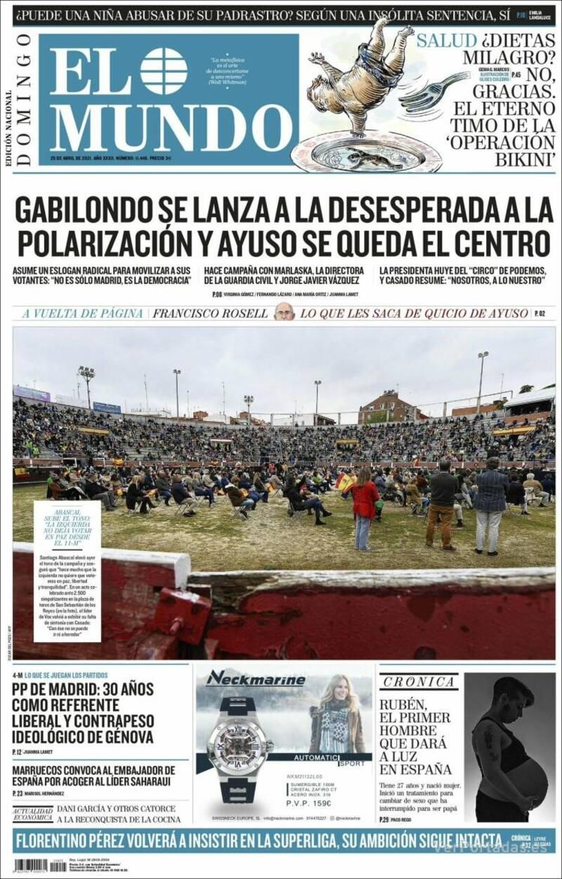 Portada El Mundo 2021-04-26