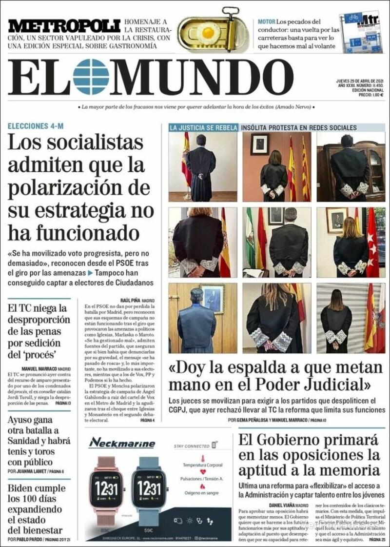 Portada El Mundo 2021-04-30