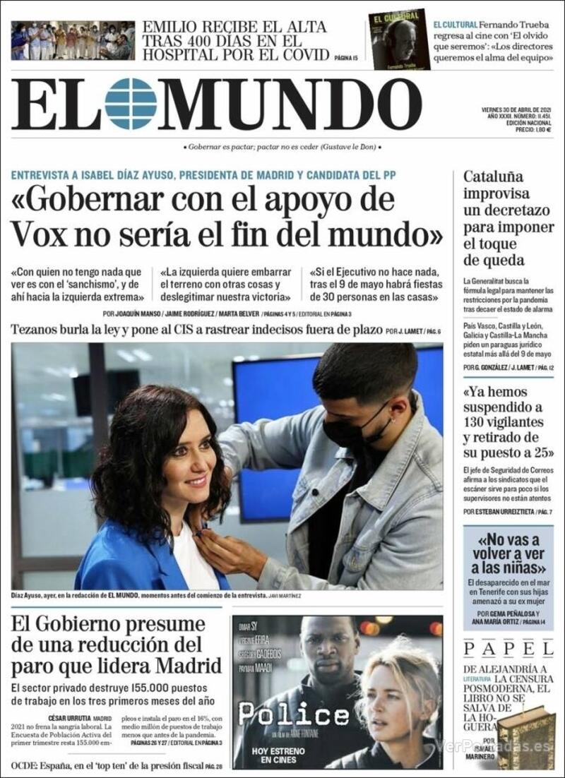 Portada El Mundo 2021-05-01