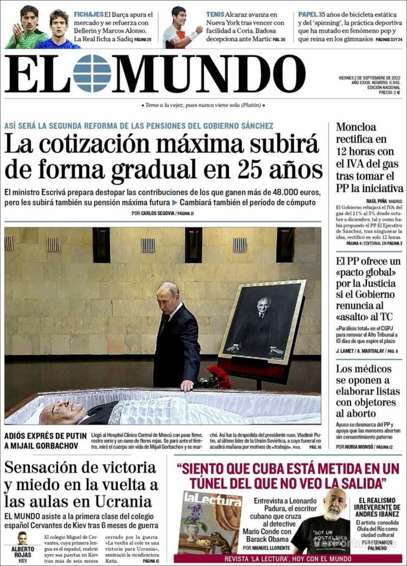 Portada El Mundo 2022-09-03