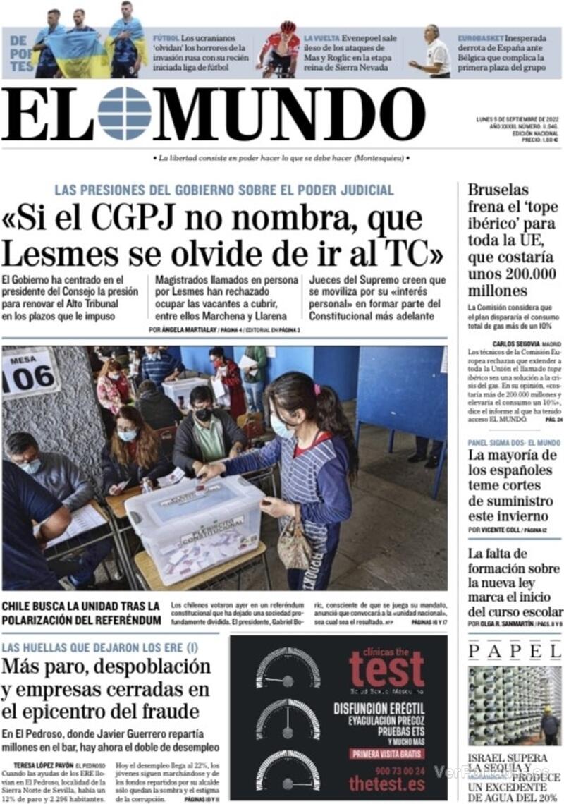 Portada El Mundo 2022-09-06