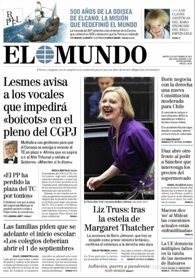 Portada El Mundo 2022-09-07