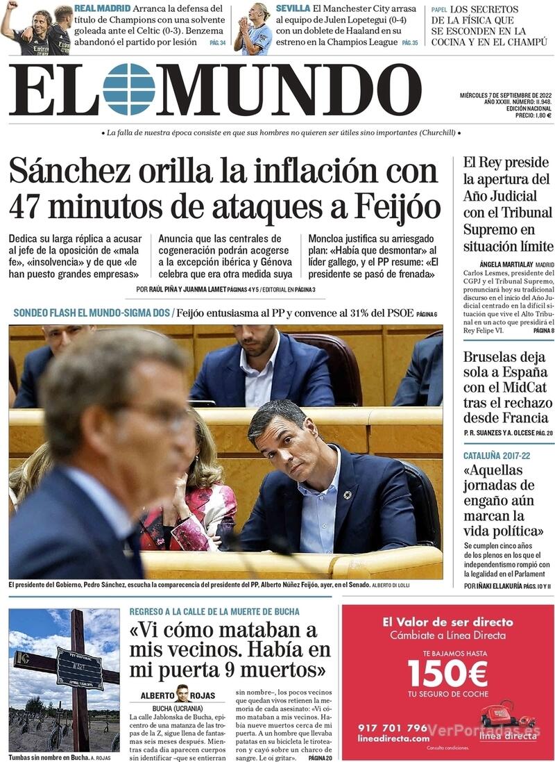 Portada El Mundo 2022-09-08