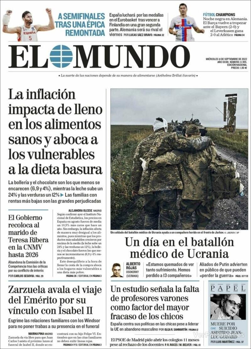 Portada El Mundo 2022-09-15