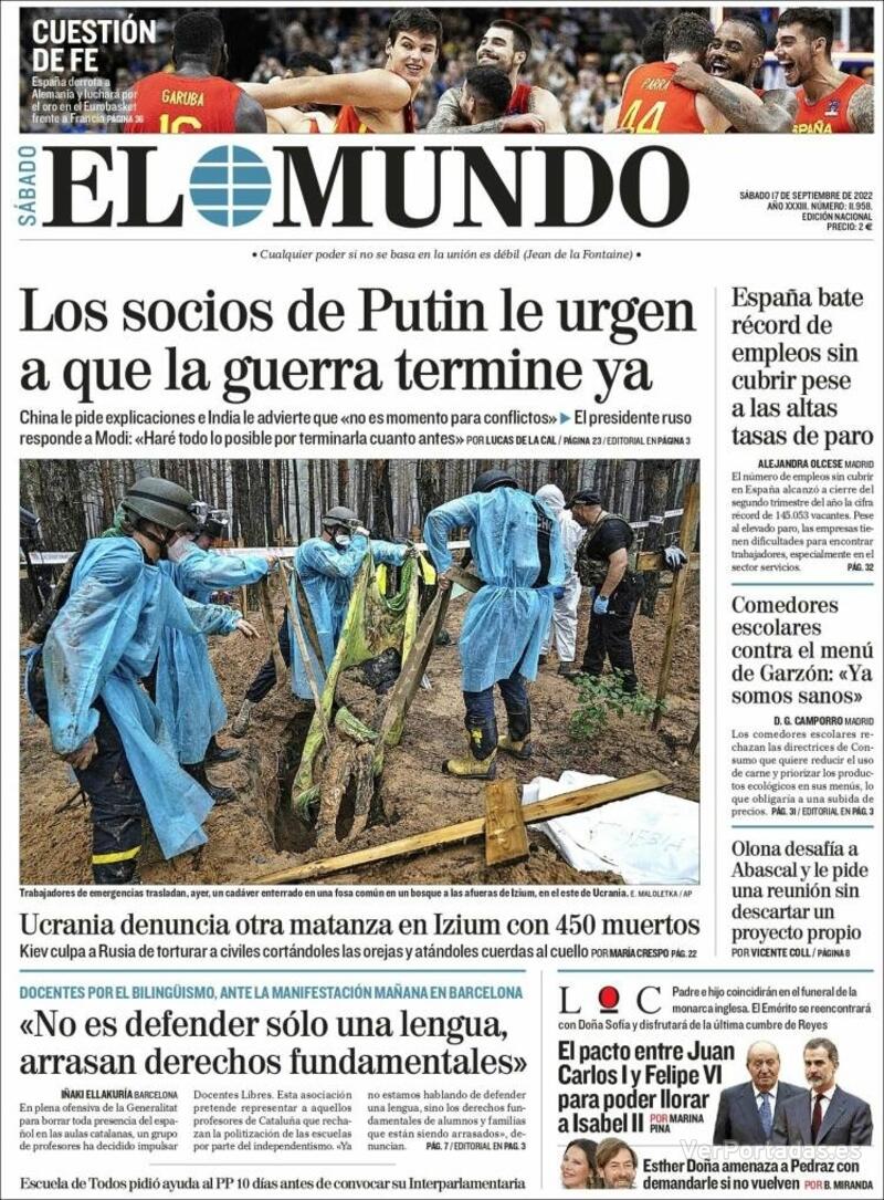 Portada El Mundo 2022-09-18