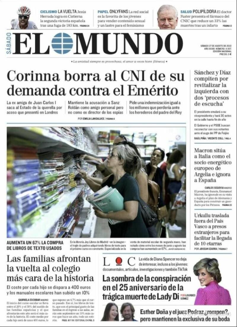 Portada El Mundo 2022-08-28