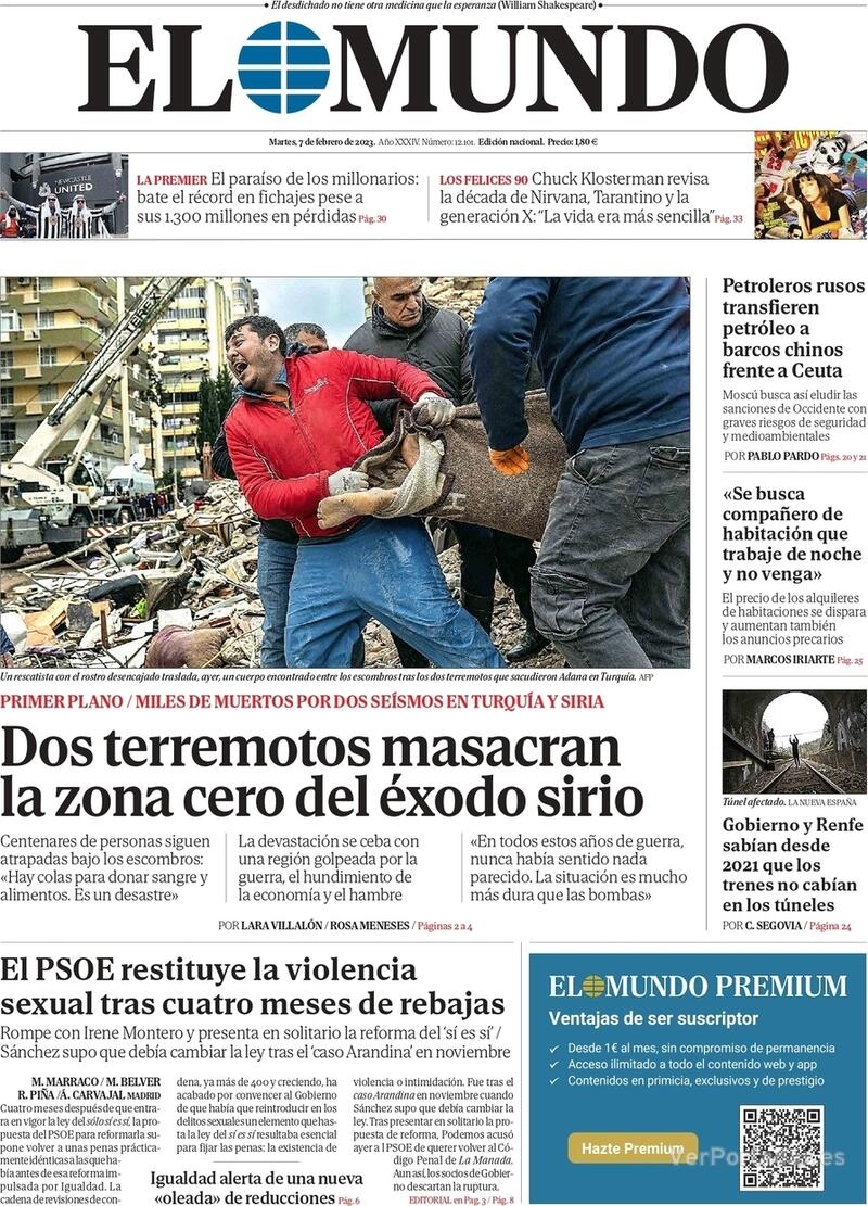 Portada El Mundo 2023-02-08