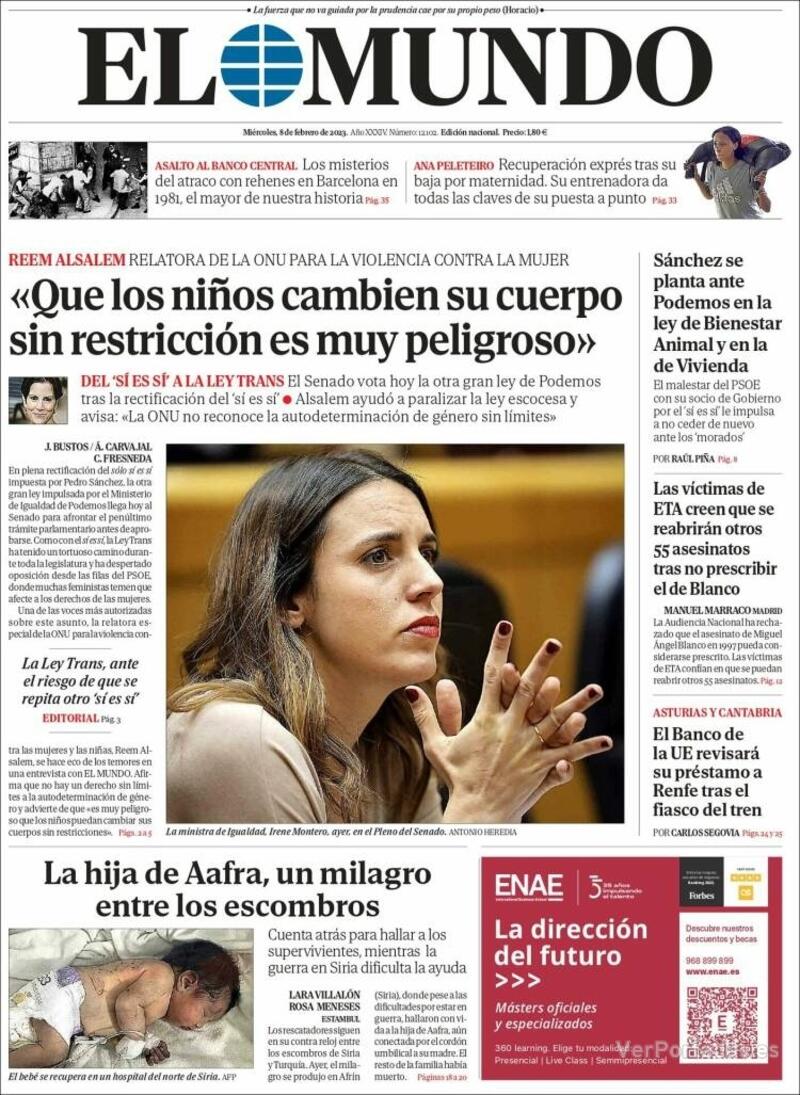 Portada El Mundo 2023-02-09