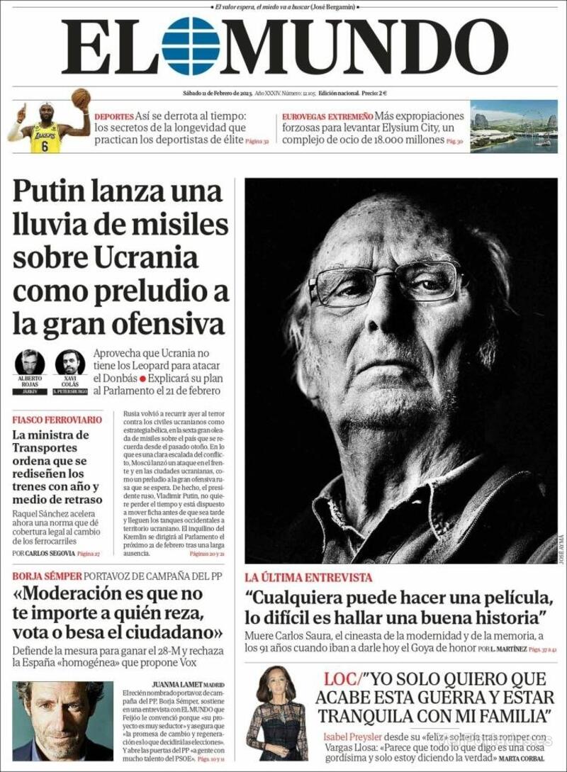 Portada El Mundo 2023-02-13