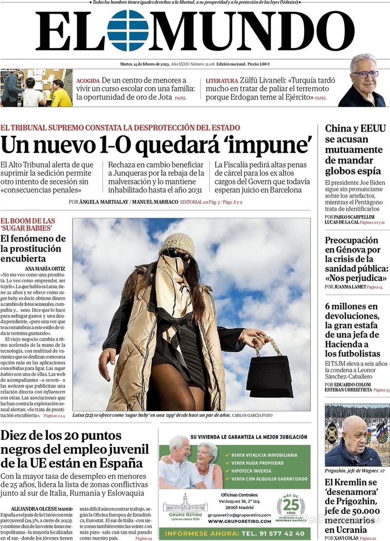 Portada El Mundo 2023-02-15