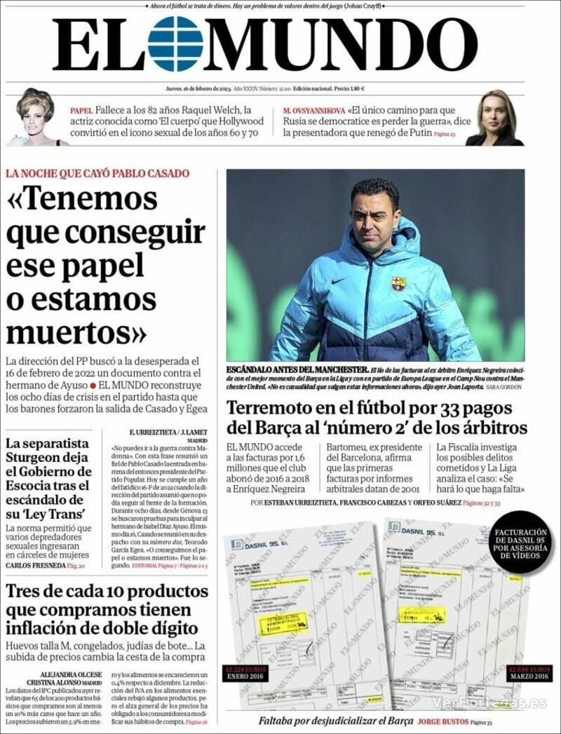 Portada El Mundo 2023-02-17