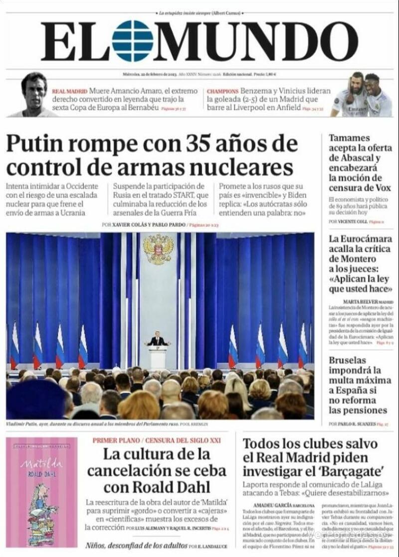 Portada El Mundo 2023-02-23