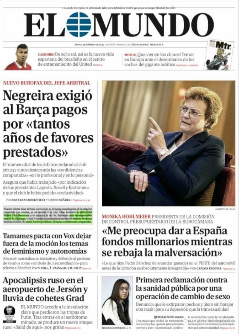 Portada El Mundo 2023-02-24