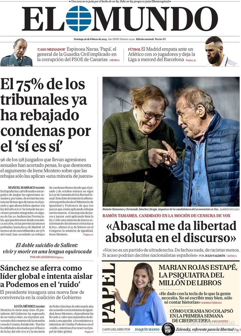 Portada El Mundo 2023-02-27