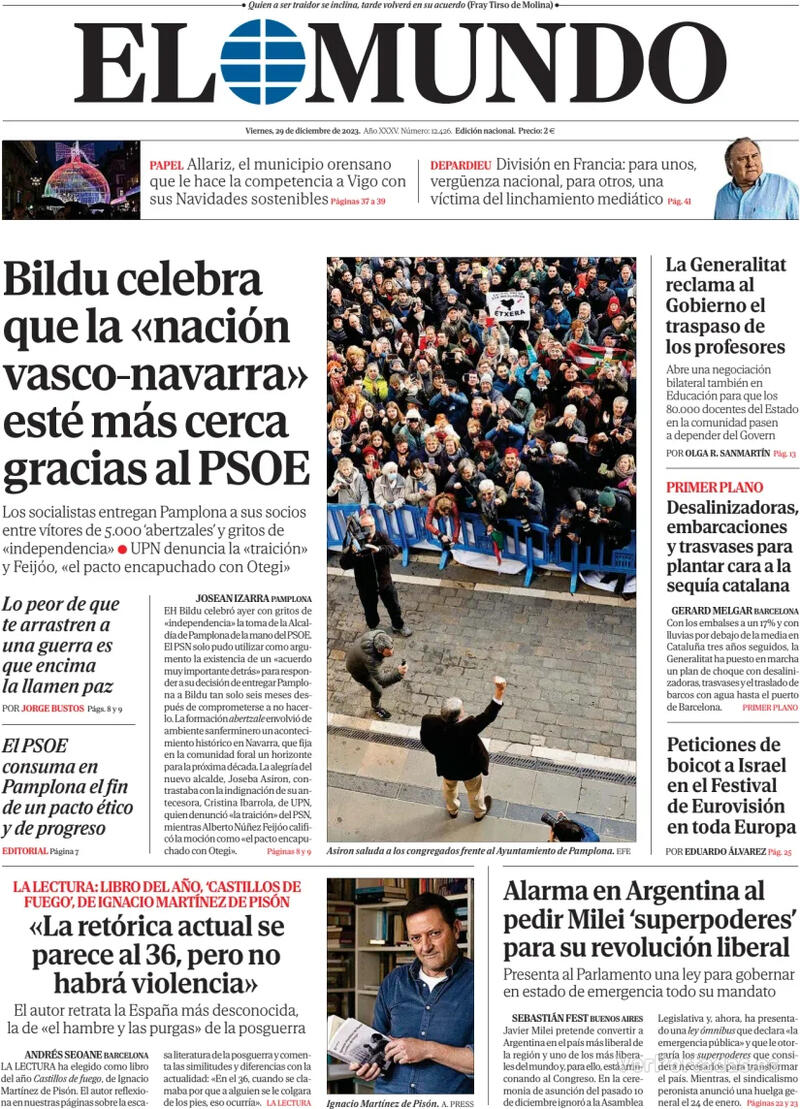 Portada El Mundo 2023-12-30