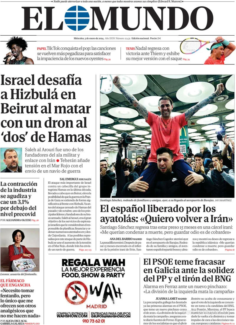 Portada El Mundo 2024-01-04