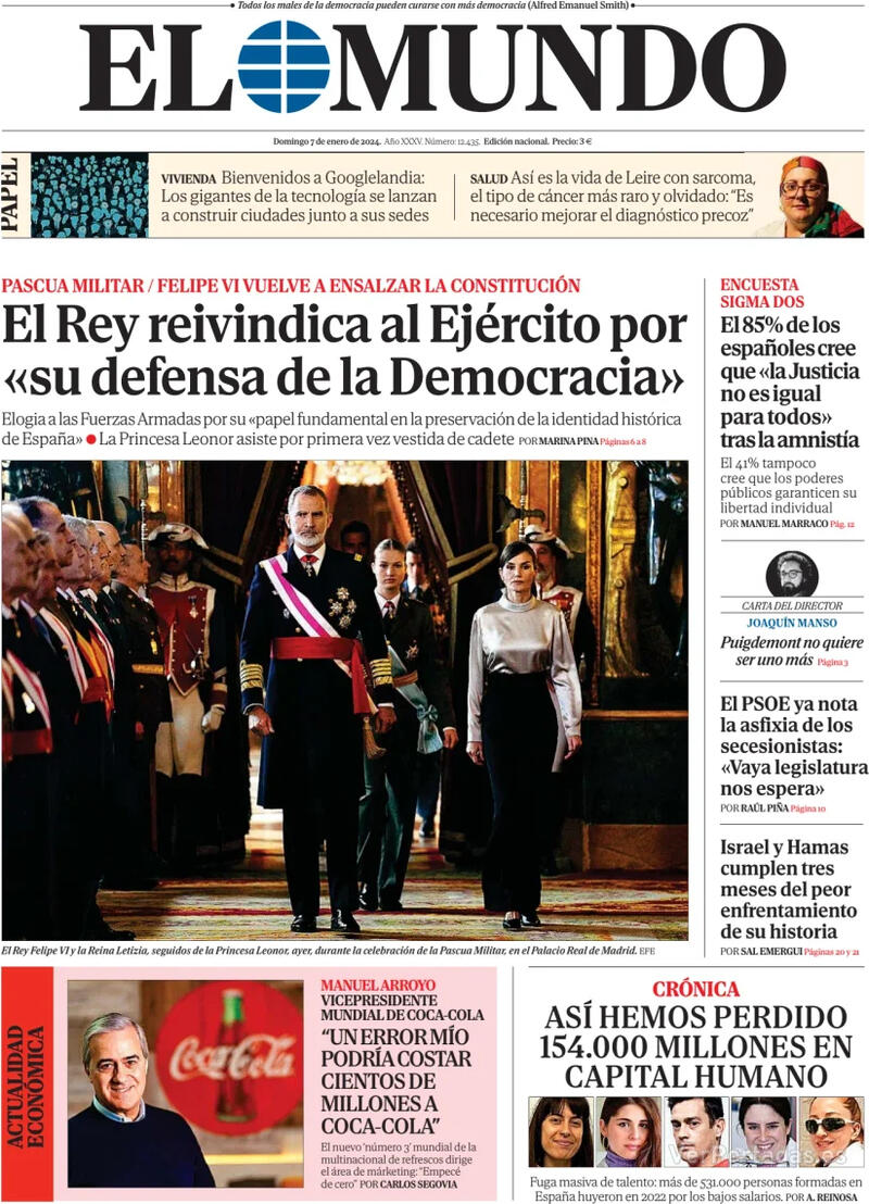 Portada El Mundo 2024-01-08