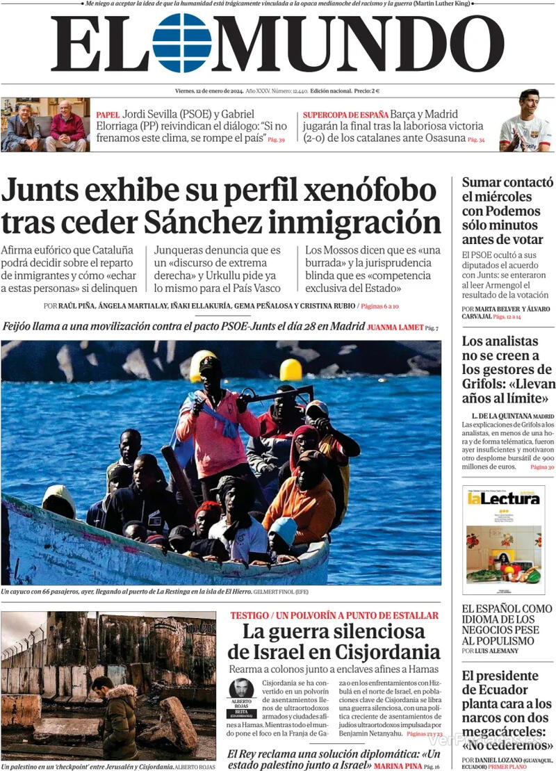 Portada El Mundo 2024-01-13