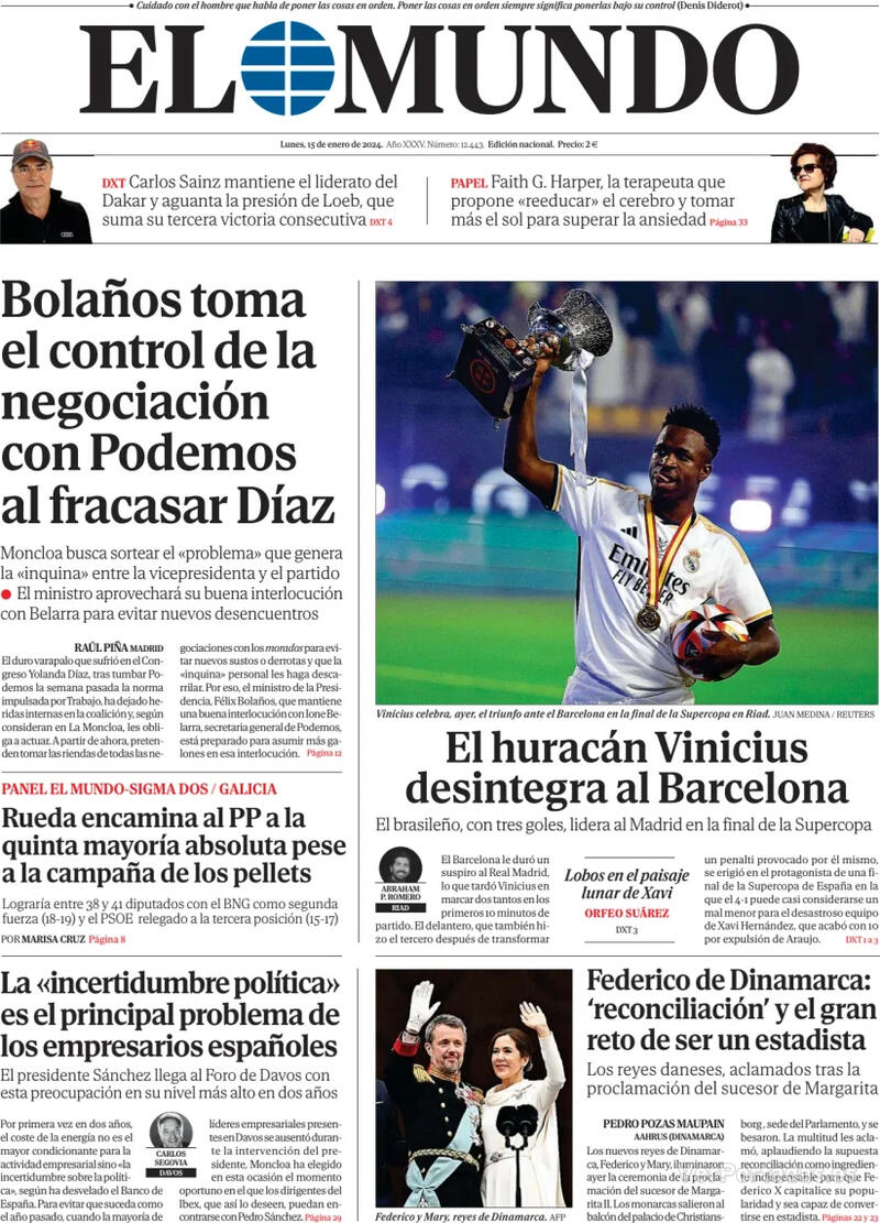 Portada El Mundo 2024-01-16