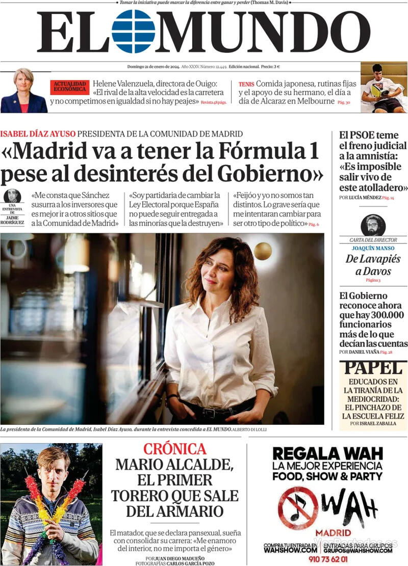 Portada El Mundo 2024-01-22