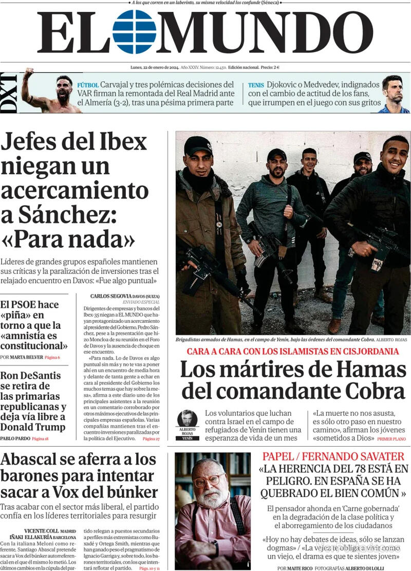 Portada El Mundo 2024-01-23