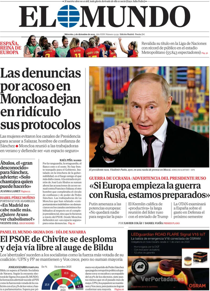 Portada La Razón 2025-12-03
