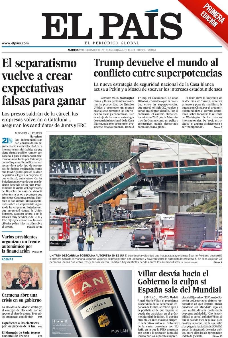 Portada El Mundo 2017-12-19