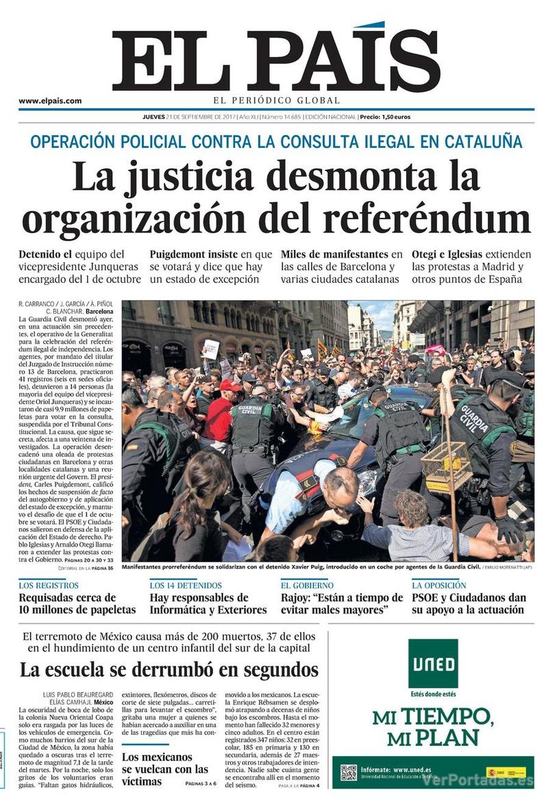 Portada El Mundo 2017-09-21