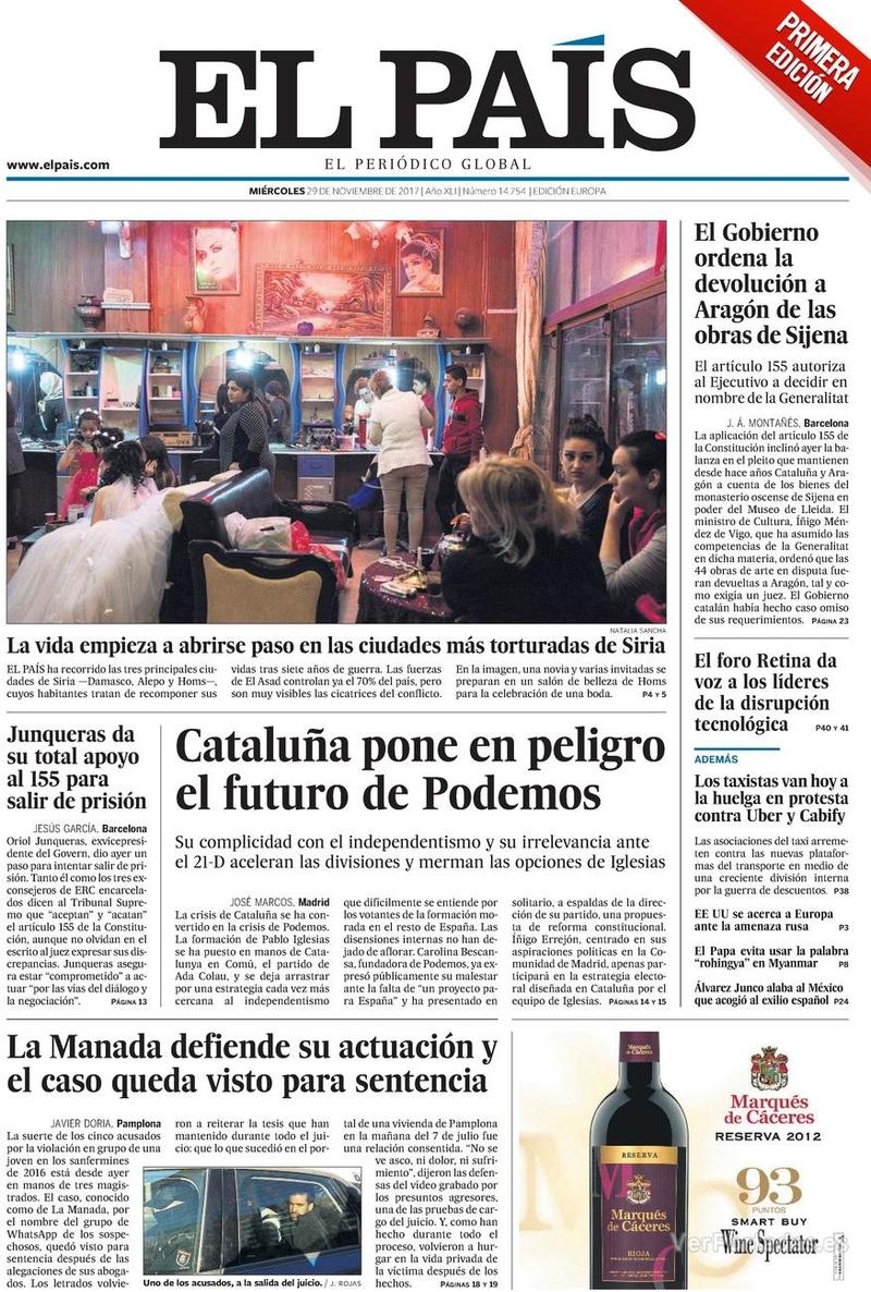 Portada El Mundo 2017-11-29