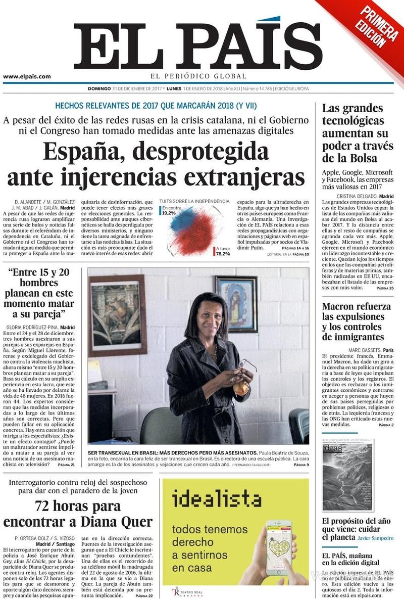 Portada El Mundo 2017-12-31