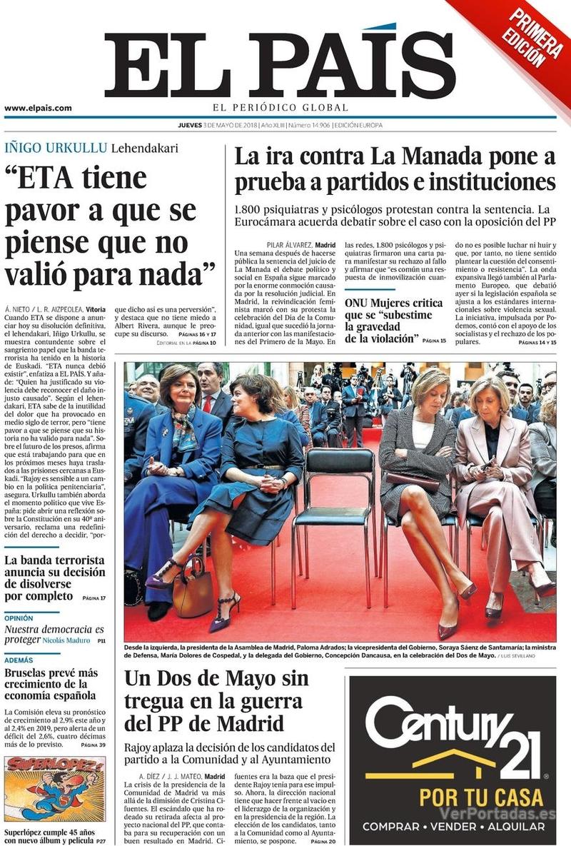 Portada El Mundo 2018-05-03