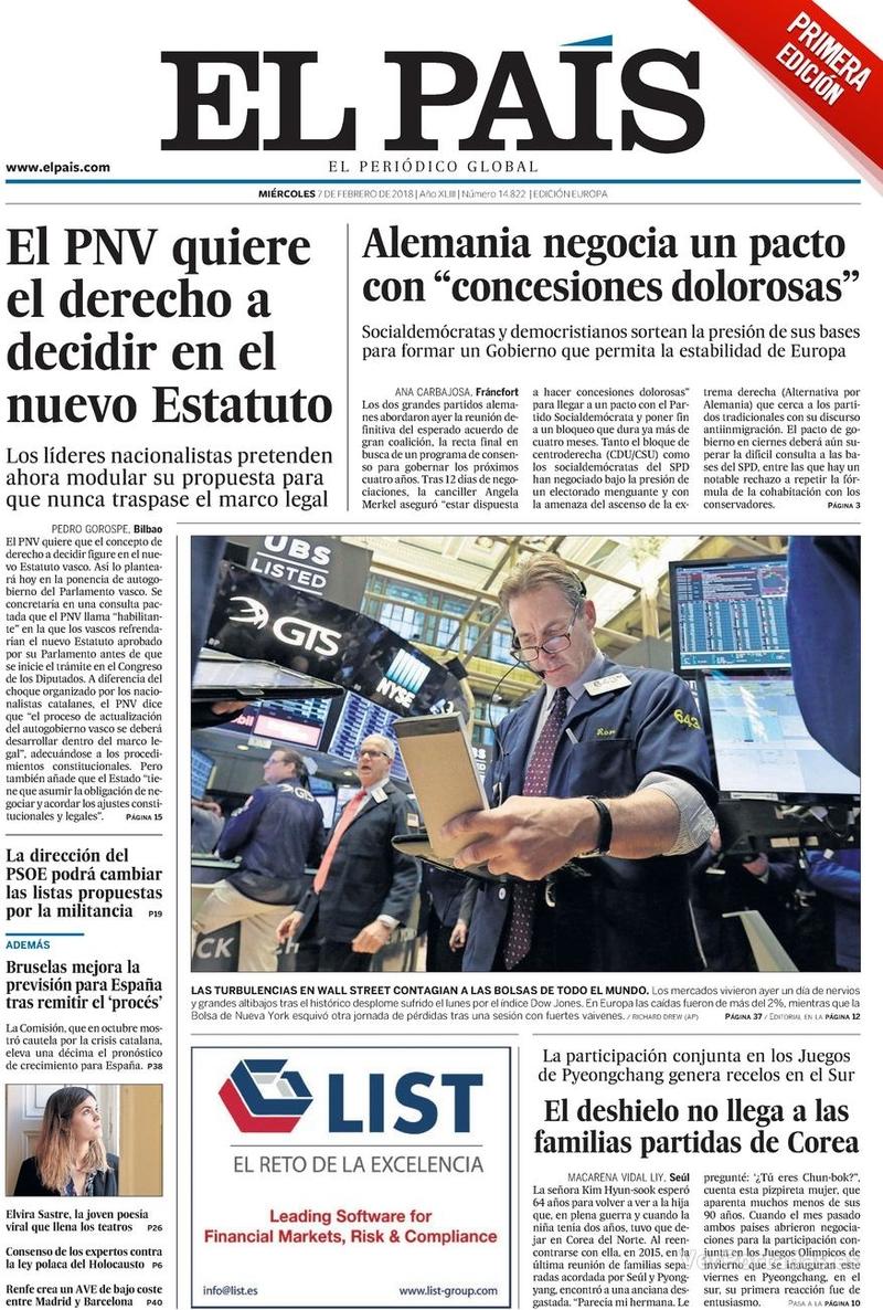 Portada El Mundo 2018-02-07