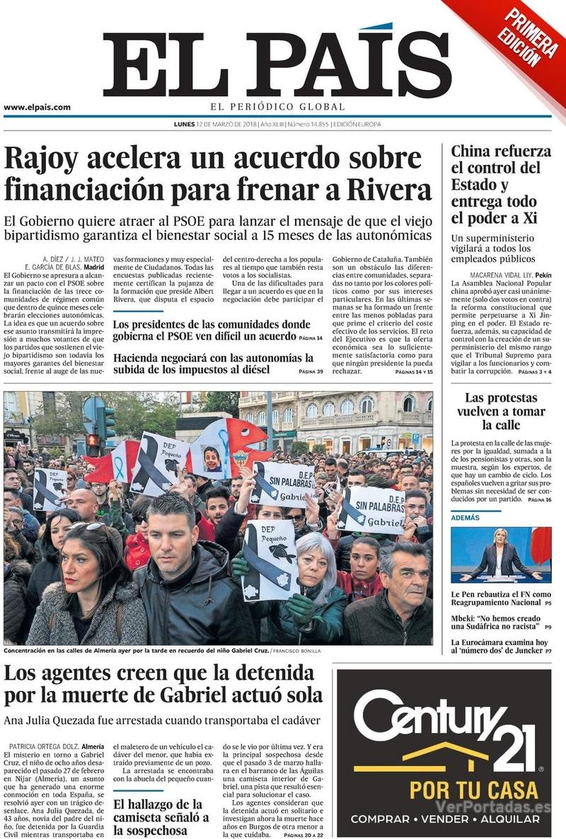 Portada El Mundo 2018-03-12