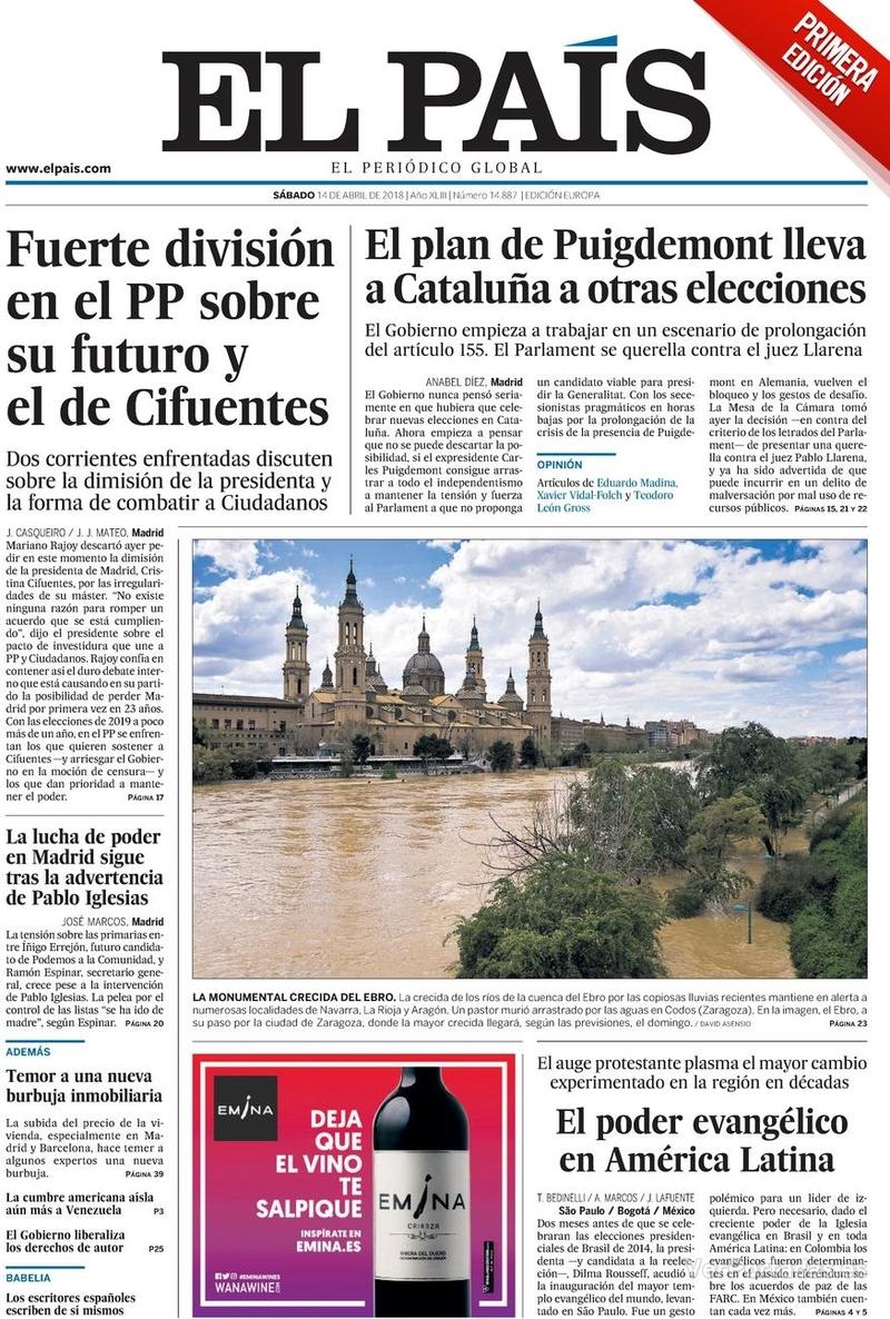 Portada El Mundo 2018-04-14