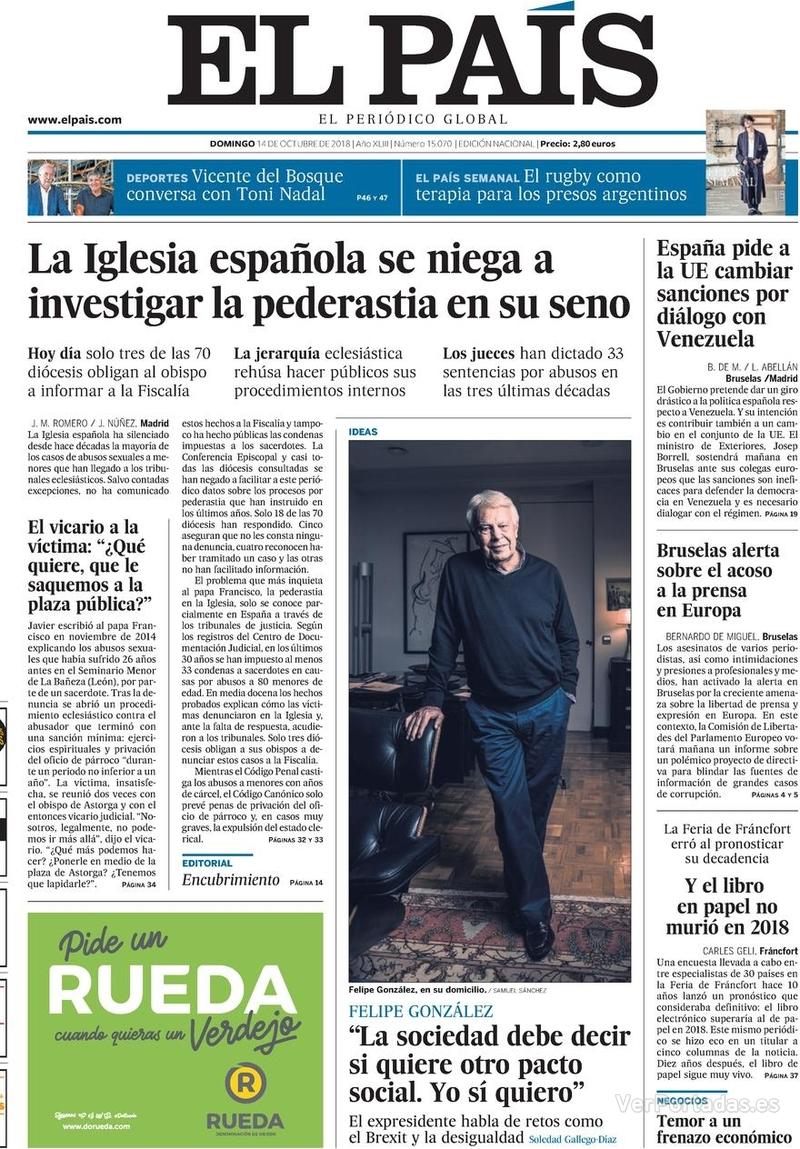Portada El País 2018-10-15