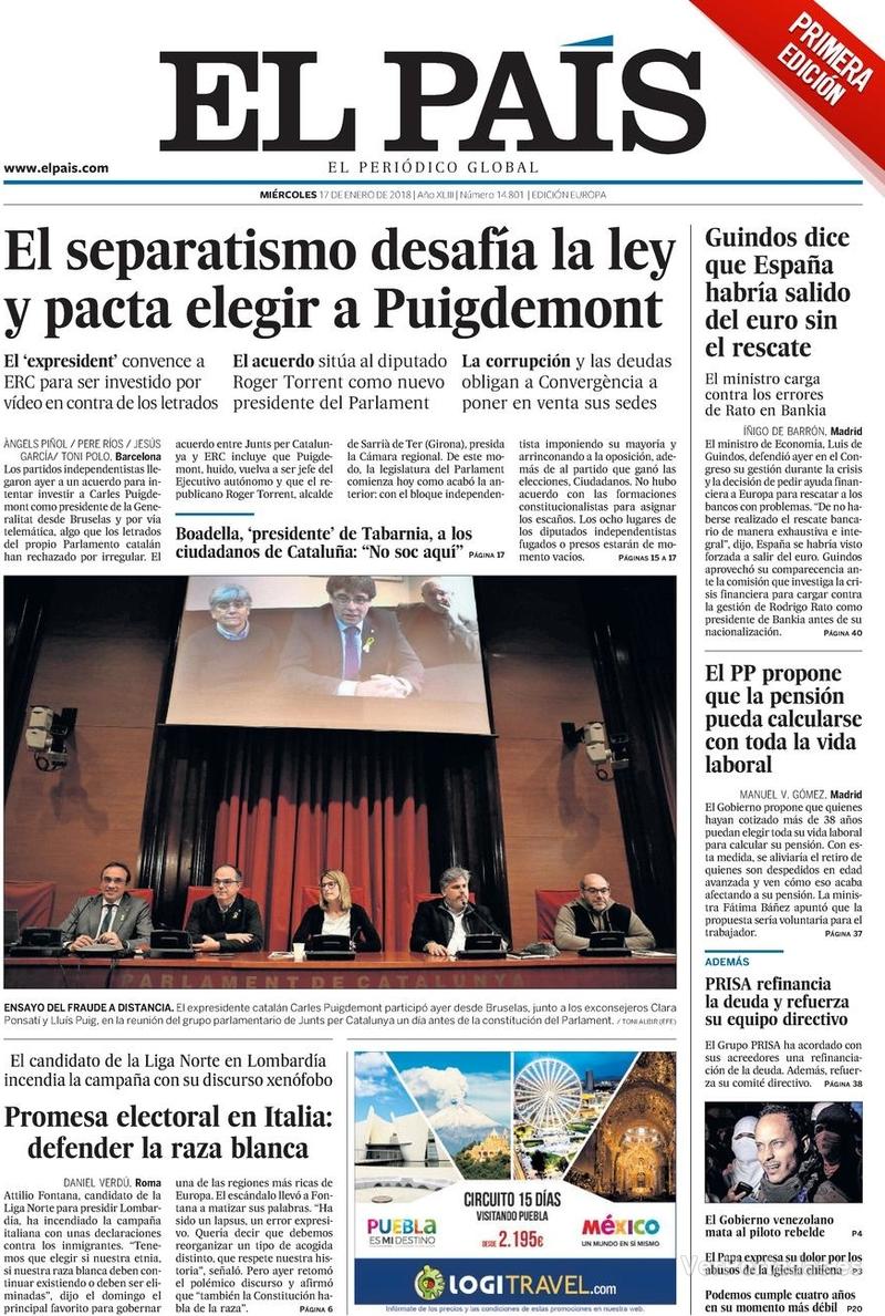Portada El Mundo 2018-01-17