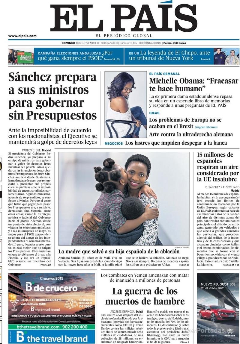 Portada El País 2018-11-19