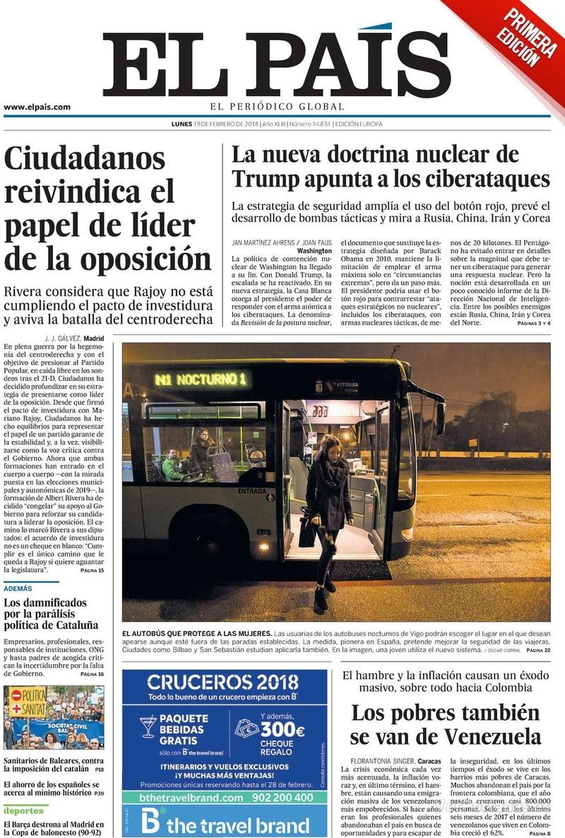 Portada El Mundo 2018-02-19
