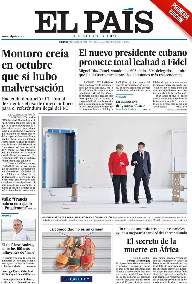 Portada El Mundo 2018-04-20