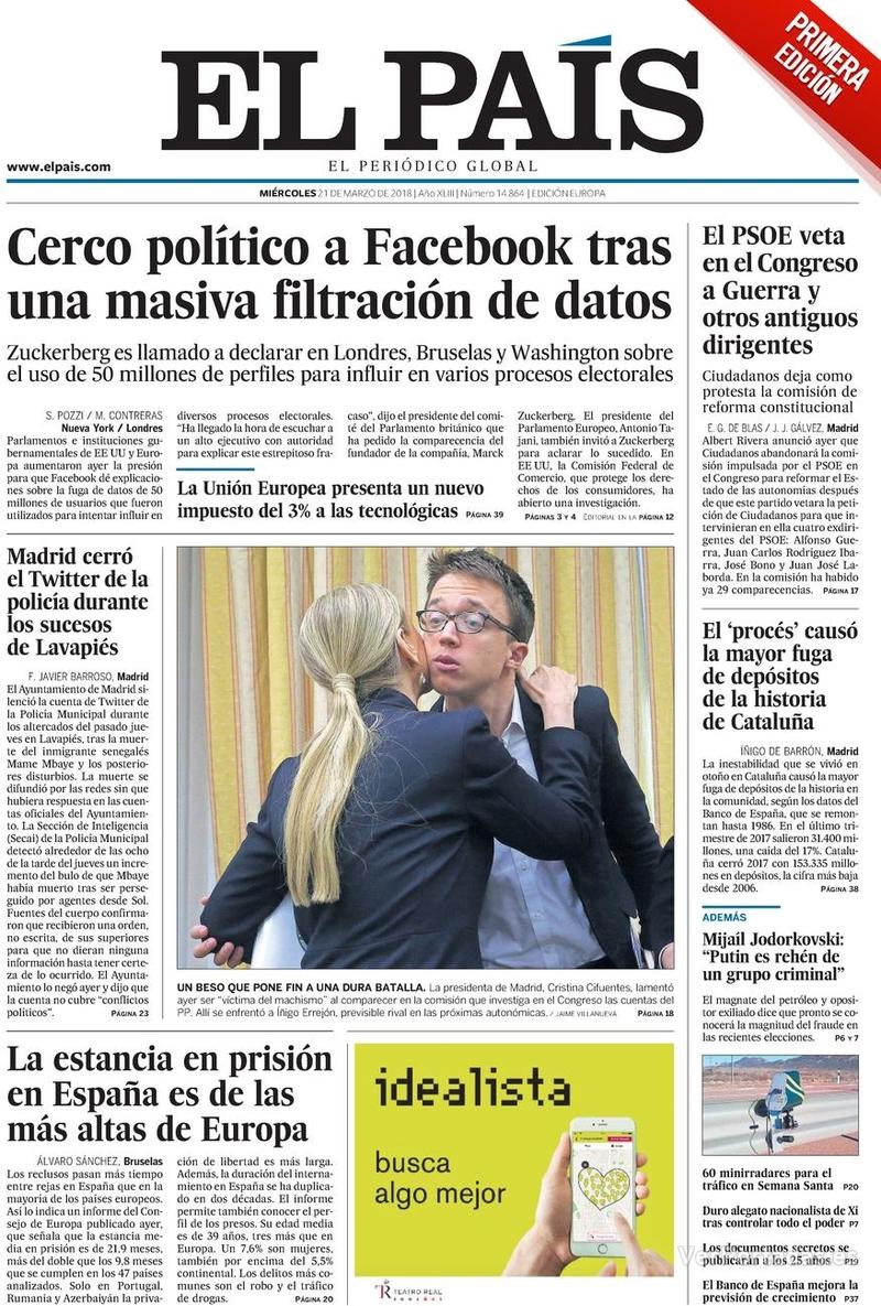 Portada El Mundo 2018-03-21